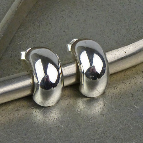Half Hoop Silver Earrings