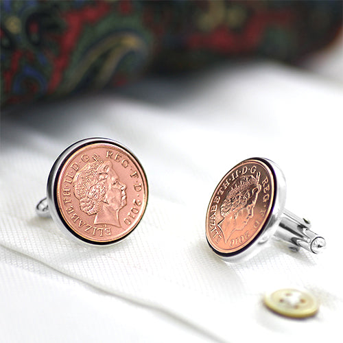 Sterling Silver Lucky Penny Cufflinks - hersey-and-son