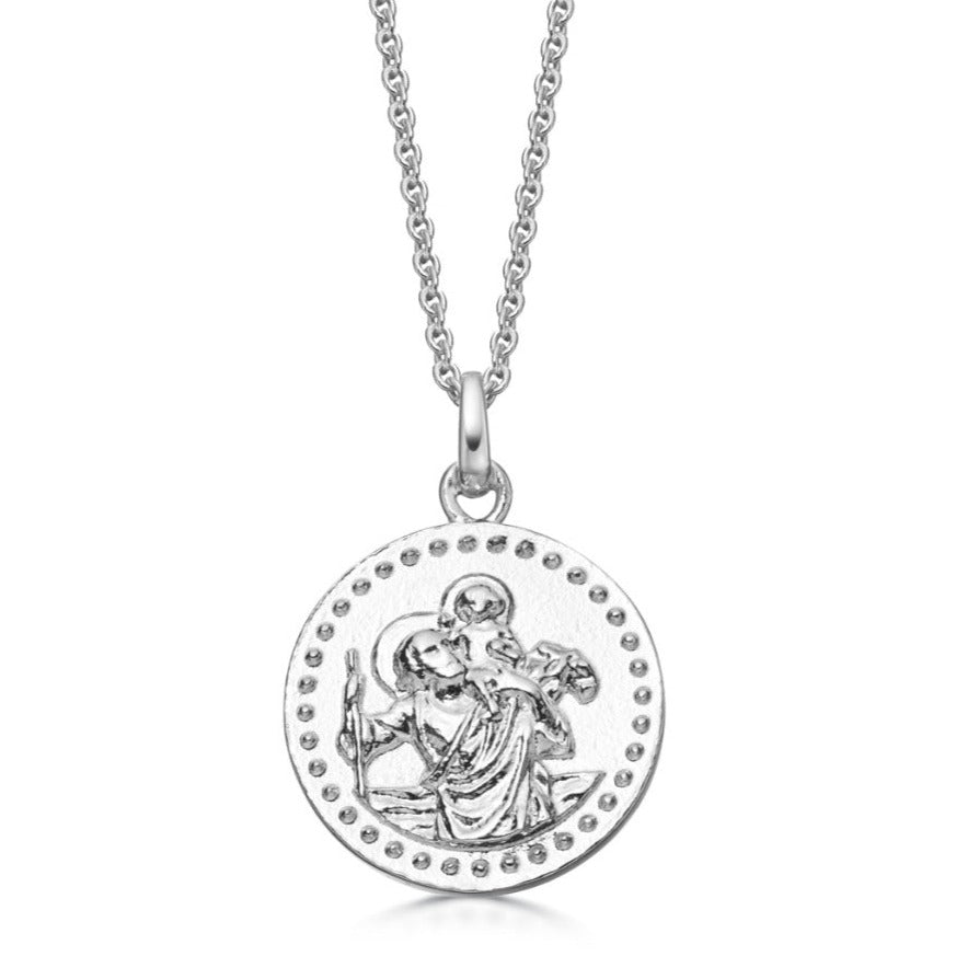Modern Sterling Silver St Christopher Pendant