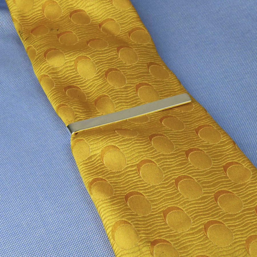 Silver Tie Clip on Tie