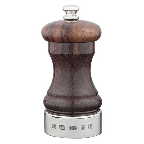 Silver & Rosewood Capstan 4" Saltmill - hersey-and-son