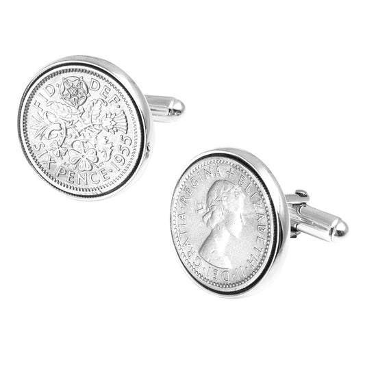 Sterling Silver Lucky Sixpence Cufflinks