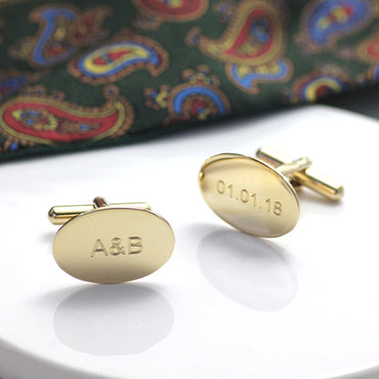 Solid Gold Oval Hinged Cufflinks