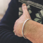 Mens Square Sided Open Silver Bangle - hersey-and-son