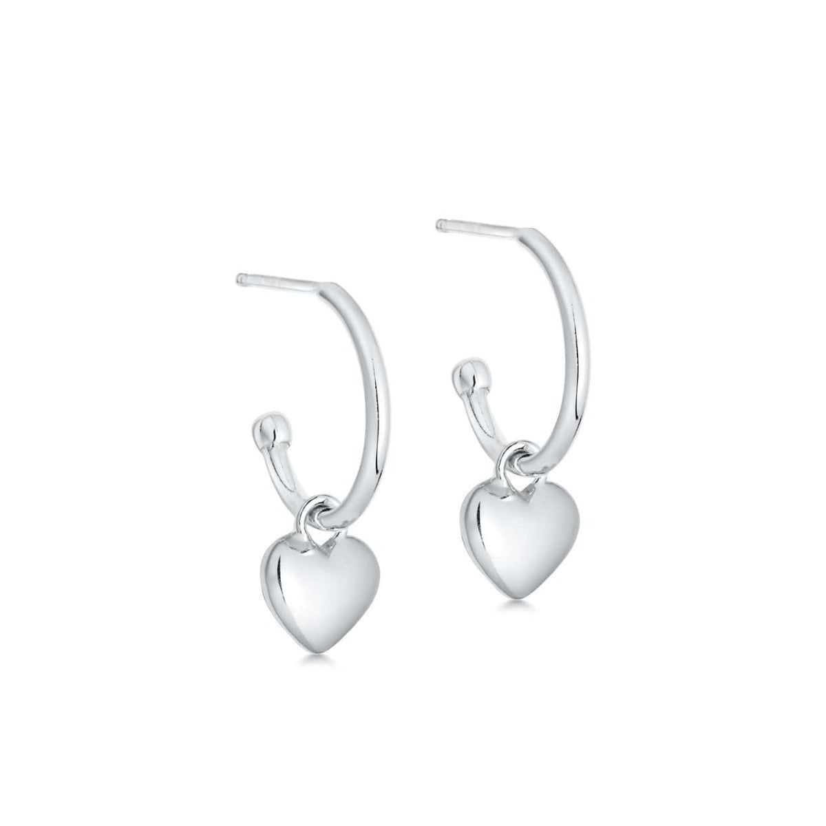 Silver Heart Hoop Earrings| Hersey Son Silversmiths