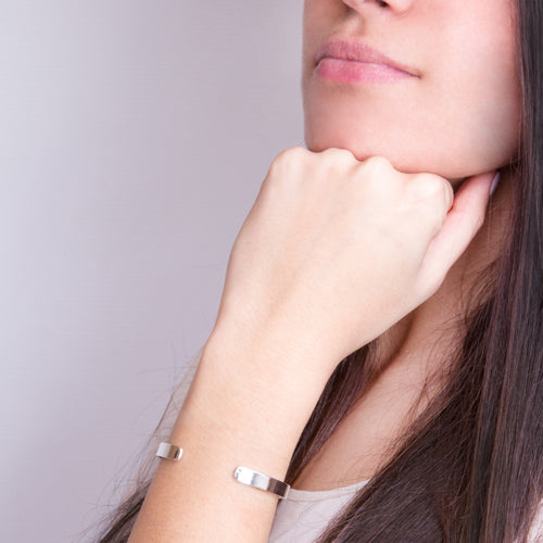 Silver secret message bangle