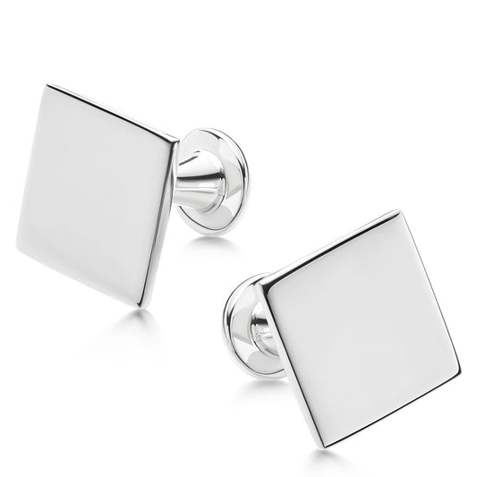 Square solid silver secret message cufflinks