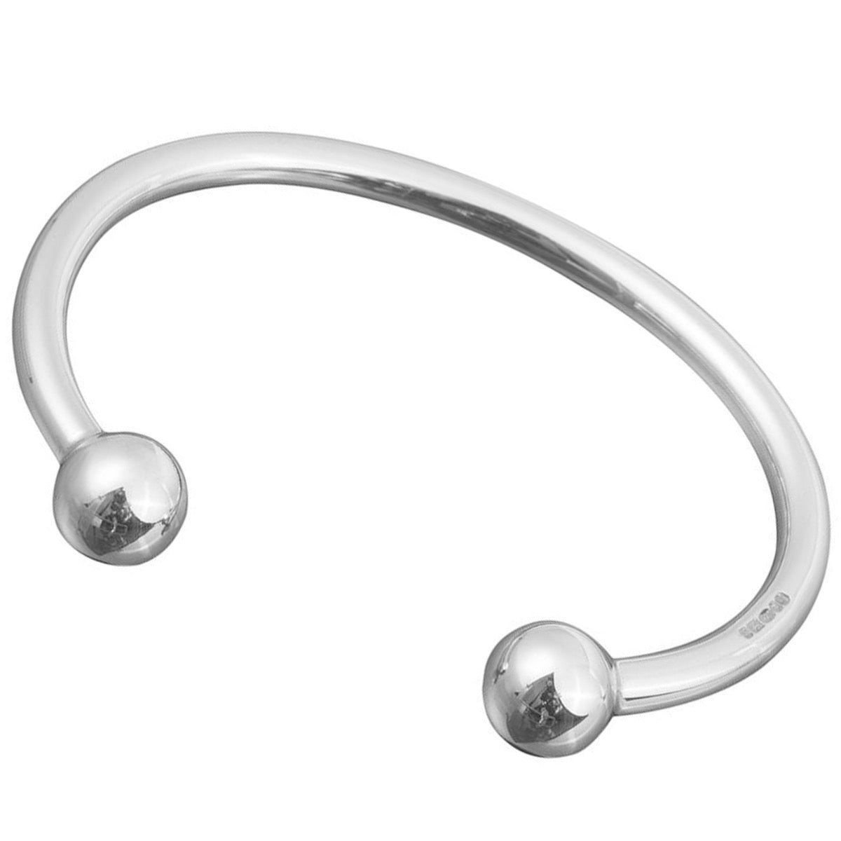 Mens Silver Ball Torque Bracelet - hersey-and-son