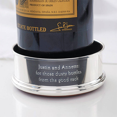 Silver wine coaster with engraving