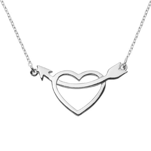 Silver Heart and Arrow Charm Necklace
