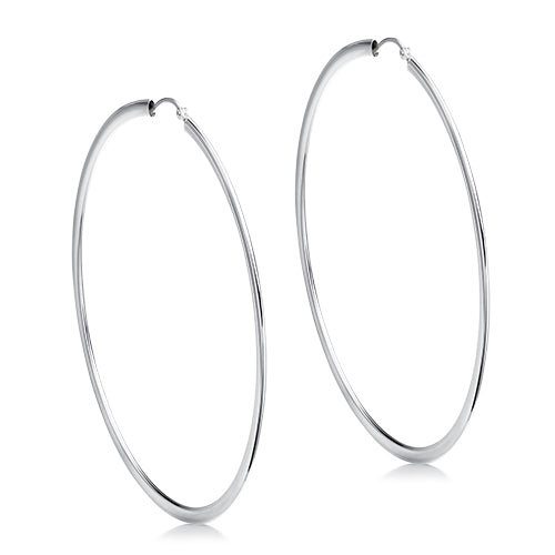 Sterling Silver Flat Hoop Earrings