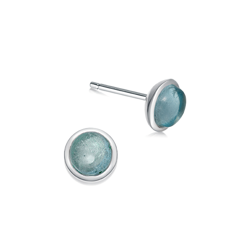 Milky Aquamarine Birthstone Silver Stud Earrings- March