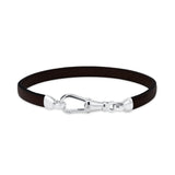 Sterling Silver & Black Leather Bracelet - Albert Clasp