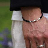 Sterling Silver & Black Leather Bracelet - Albert Clasp