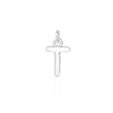 Sterling Silver Chunky "T" Initial Necklace