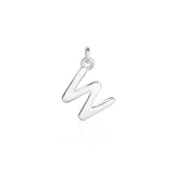 Sterling Silver Chunky "W" Initial Necklace