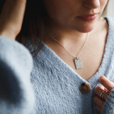Hammered Silver Dog Tag Necklace