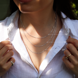 Silver St Christopher Rectangular Necklace - Figaro Chain