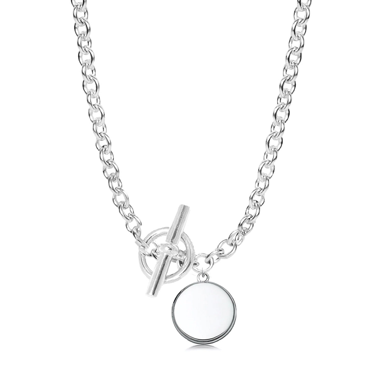 Sterling Silver Fob T-Bar Necklace