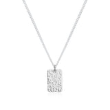 Hammered Silver Dog Tag Necklace
