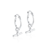 Sterling Silver Small T-Bar Hoop Earrings