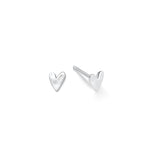 Silver heart-shaped earrings on a white background