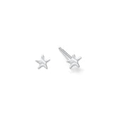 Star-shaped silver earrings on a white background