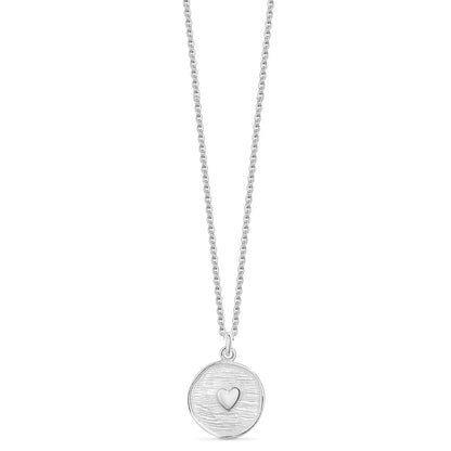 Sterling Silver Heart Disc Necklace