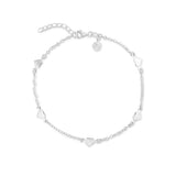 Sterling Silver Hearts Ankle Bracelet