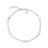 Sterling Silver Hearts Anklet