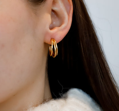Sterling Silver or Gold Plated Triple Wire Hoop Earrings