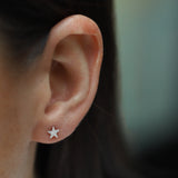 Sterling Silver Molten Mini Star Studs