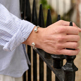 Mens Silver Ball Torque Bracelet
