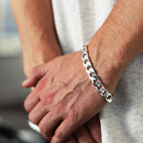 Mens Silver Heavy Curb Chain Bracelet
