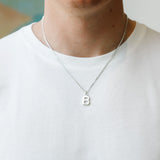 Mens Sterling Silver Chunky Initial Necklace
