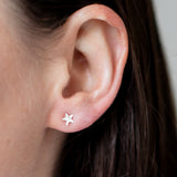 Sterling Silver Molten Mini Star Studs