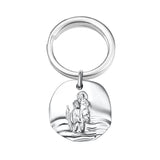 Sterling Silver Keyring - St Christopher Pebble