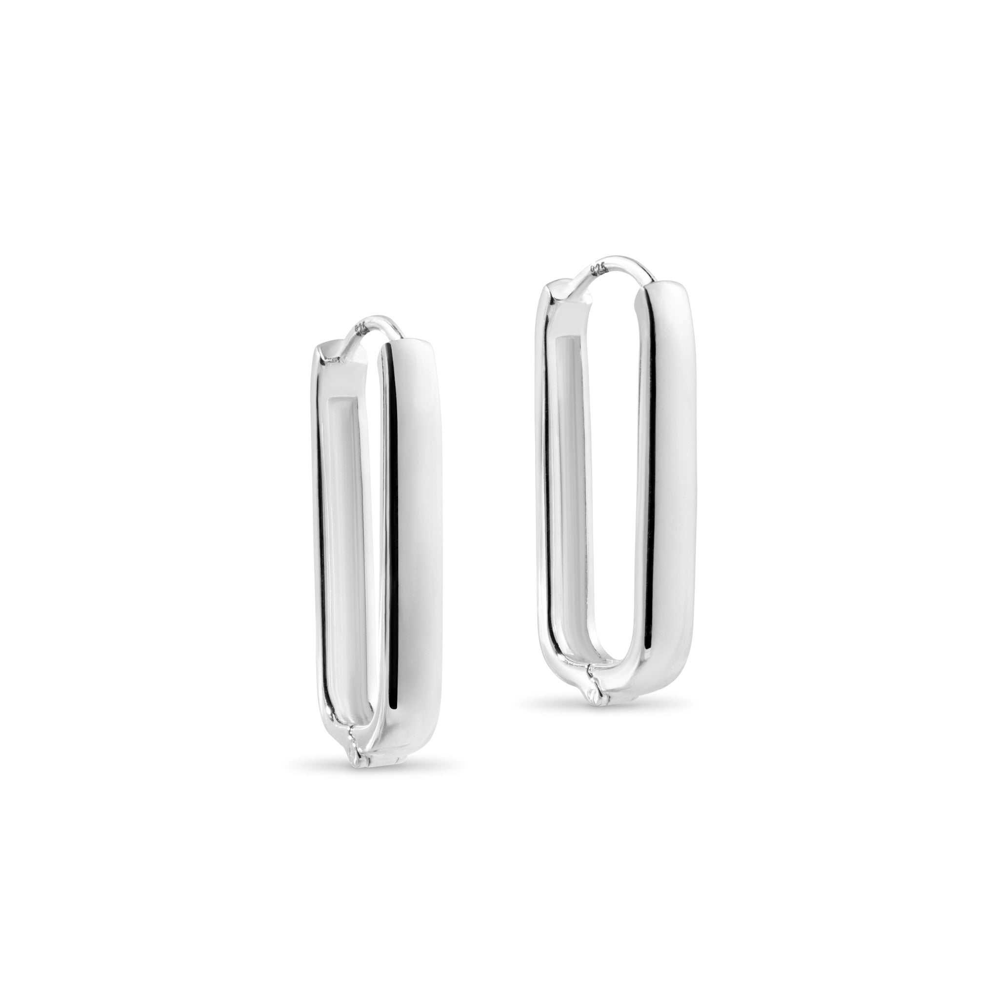 Sterling Silver Oblong Hoop Earrings