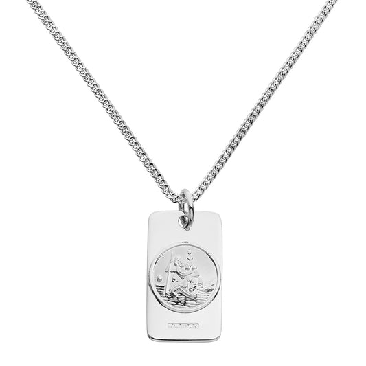 Mens St Christopher Necklace - Dog Tag