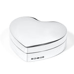 Heart-shaped sterling silver box on a white background