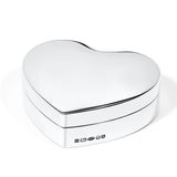Heart-shaped sterling silver box on a white background