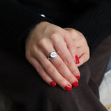 Ladies Oval Sterling Silver Signet Ring