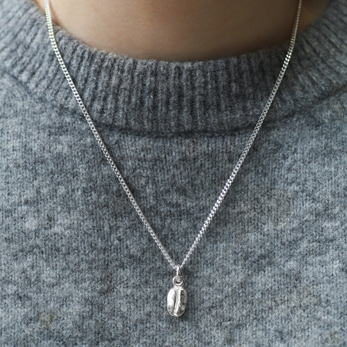 Sterling Silver Coffee Bean Necklace for Coffee Lovers | Hersey 