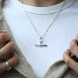 Silver Figaro T-Bar Necklace