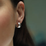 Wide Sterling Silver Huggie Earrings - 14mm Hammered