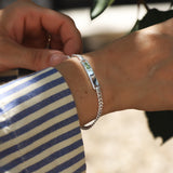 Ladies Slim Silver Identity Bracelet