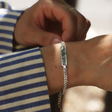 Ladies Slim Silver Identity Bracelet