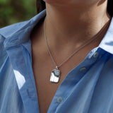 Sterling Silver Organic Dog Tag Necklace