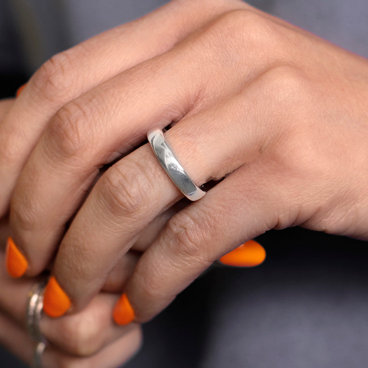 Deluxe Hammered Argentium Silver Ring 4mm Hersey Son