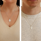 Silver Sacred Heart Cross Pendant